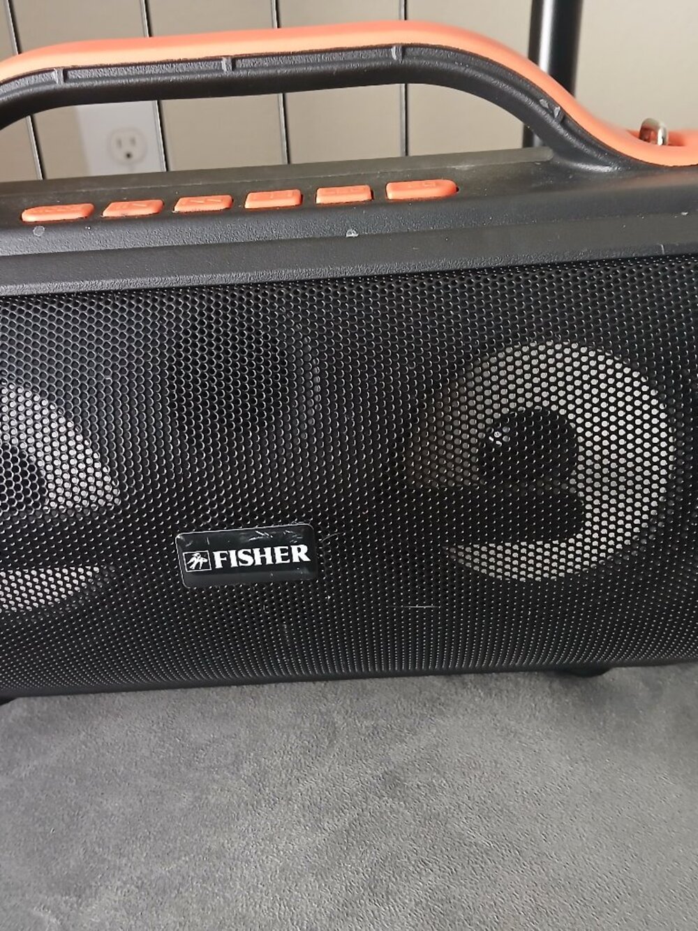 Fisher Rugged Portable Wireless Bluetooth Boombox Speaker - Black & Orange